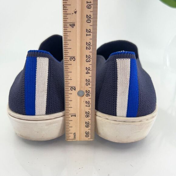Rothy's Women's The Original Slip On Sneaker Size 6 Blue White Knit Shoe - Picture 4 of 14